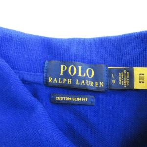 POLO RALPH LAUREN CUSTOM SLIM FIT ポロシャツ ポロベア 半袖 刺繍 コットン 青 ブルー L SM1