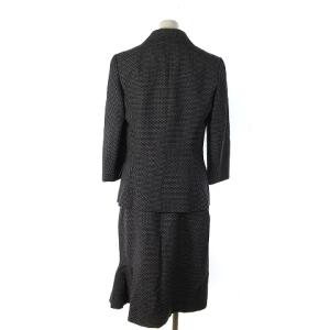LOEWE セットアップ スーツ テーラードジャケット シングル 2B スカート ひざ丈 総裏 ウール シルク ドット 黒  ブラック
