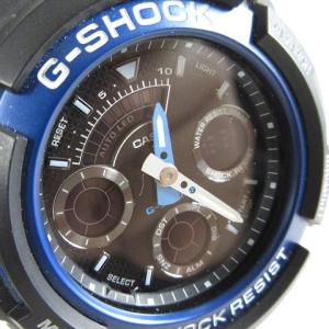 CASIO G-SHOCK 腕時計 アナデジ クオーツ AW-591-2AJF 黒 ブラック 青 ブルー ウォッチ SM1