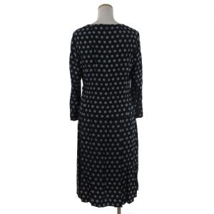 Leilian タグ付き セットアップ カットソー 長袖 スカート ひざ丈 ギャザー 水玉 ドット 紺 ネイビー 11 L位