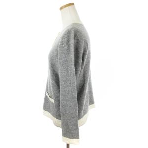 Leilian カーディガン ニット 長袖 前開き クルーネック カシミヤ100% グレー 11 L相当