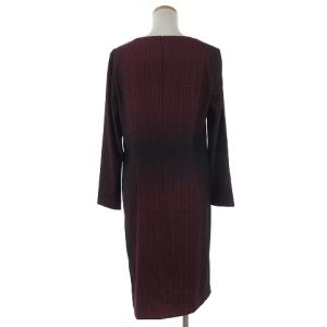 Leilian ワンピース ひざ丈 長袖 グラデーション 総柄 8754210 赤 レッド 黒 ブラック 11 L位