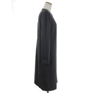 Leilian ワンピース 長袖 丸首 ロング ファスナー 無地 グレー 灰色 11 L位