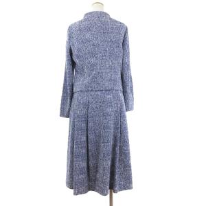 Leilian セットアップ ノーカラージャケット スカート プリーツ 11 ブルー
