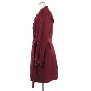 Leilian 美品 ステンカラーコート 中綿 キルティング ライナー ベスト ベルト付き 赤 レッド 11 L位