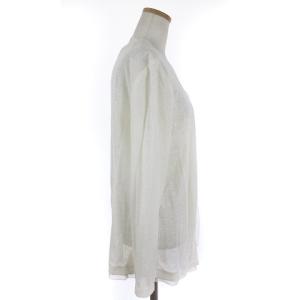 Leilian タグ付き カーディガン 長袖 シアー ボタンレス 麻 白 ホワイト 11 L位
