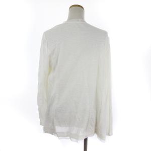 Leilian タグ付き カーディガン 長袖 シアー ボタンレス 麻 白 ホワイト 11 L位
