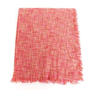 Leilian タグ付き ストール マフラー フリンジ カシミヤ シルク混 チェック 赤系 レッド系