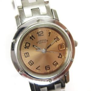 HERMES クリッパー アナログ クオーツ CL4.210 文字盤 ピンク系 ウォッチ