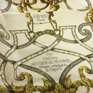 HERMES カレ90 Par Mefsire ANTOINE DE PLVVINEL スカーフ 大判 ホワイト