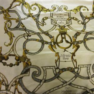 HERMES カレ90 Par Mefsire ANTOINE DE PLVVINEL スカーフ 大判 ホワイト