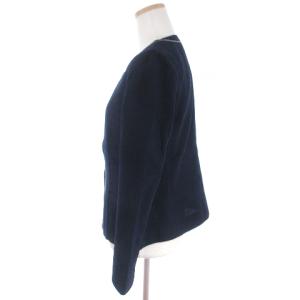 Leilian 美品 セットアップ ノーカラージャケット ブレザー スカート ひざ丈 タイト 紺 ネイビー 無地 11 M相当
