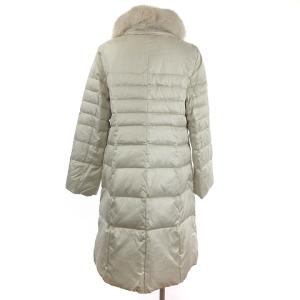 Leilian 美品 ダウンコート ジャケット ロング 長袖 ファー アイボリー 11 L位 アウター