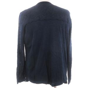 Leilian アンサンブル カーディガン ニット レース シルク 長袖 紺 ネイビー 11 L位