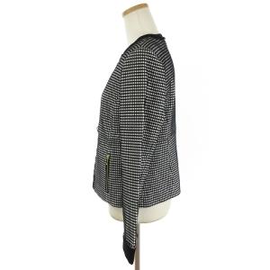 Leilian 美品 セットアップ ジップアップジャケット ブレザー スカート ひざ丈 フレア ウール 格子柄 黒 ブラック 11 M相当