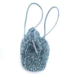 ANTEPRIMA ワイヤーバッグ ハンド ミニボストン 編み込み メタリックカラー 青系 ブルー 鞄