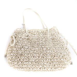 ANTEPRIMA 美品 ワイヤーバッグ ハンド リボン 花柄 編み込み ホワイト 白系 鞄