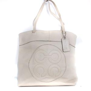 ショルダーバッグ トート 14967 ロゴ チャーム レザー 白 アイボリー 鞄