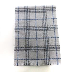 Leilian Johnstons マフラー ストール カシミヤ100％ チェック 青 グレー ブルー