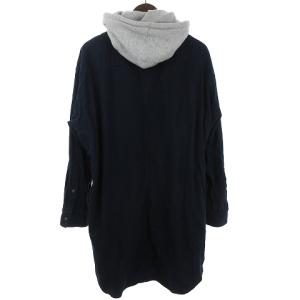 MIHARA YASUHIRO シャツ ロングパーカー レイヤード風 長袖 D01SH901 コットン ネイビー グレー 44 L位 SM1