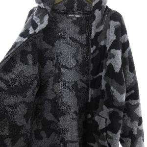 BAREFOOT DREAMS パーカー ボア ジップアップ 迷彩カモフラ グレー 黒 ブラック L SM1