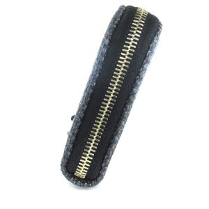 CHANEL ドーヴィルライン 長財布 ラウンドジップ ロゴ ココマーク 刺繍 デニム ツイード グレー系 AA