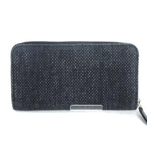 CHANEL ドーヴィルライン 長財布 ラウンドジップ ロゴ ココマーク 刺繍 デニム ツイード グレー系 AA