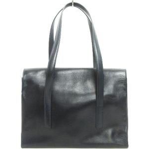 HIROFU ワンショルダーバッグ トート フラップ 鞄 ロゴ 刻印 レザー ブラック 黒