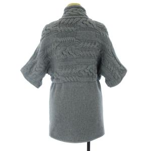 BRUNELLO CUCINELLI ジャケット ニット 半袖 リバーシブル ケーブル編み ウール モヘヤ混 アルパカ混 ナイロン グレー S アウター