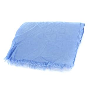 美品 ストール スカーフ ガンチーニ柄 フリンジ ウール シルク混 青系 ブルー系 SM1