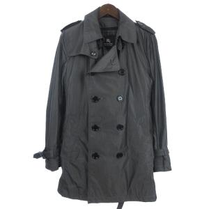 トレンチコート ダウンライナー付き セミロング ウエストベルト 裏地チェック ダークグレー M SM1