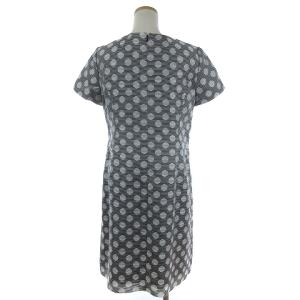 Leilian ワンピース 半袖 ひざ丈 バックファスナー ドット 水玉 グレー 灰色 11 L位