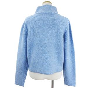 Leilian カーディガン ニット スタンドカラー ラメ糸使用 シルク ウール混 ライトブルー 水色 11 L位