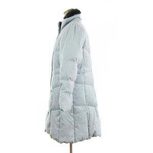 Leilian ダウンコート ミドル丈 ジップアップ フォックスファー 無地 水色 11 L相当