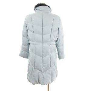 Leilian ダウンコート ミドル丈 ジップアップ フォックスファー 無地 水色 11 L相当