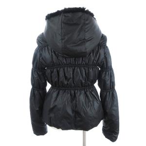 EMPORIO ARMANI 中綿ジャケット ブルゾン ジップアップ フード ラビットファー 無地 ナイロン 黒 ブラック 40 L相当