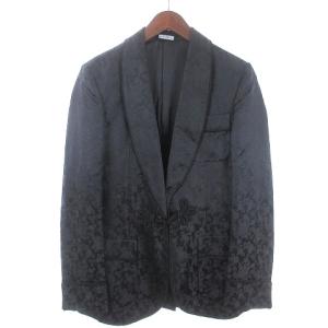 テーラードジャケット 花柄 シルク100％ ブラック 44