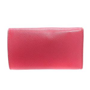 PRADA キーケース 鍵入れ 6連 リボン ロゴ サフィアーノレザー ピンク 小物