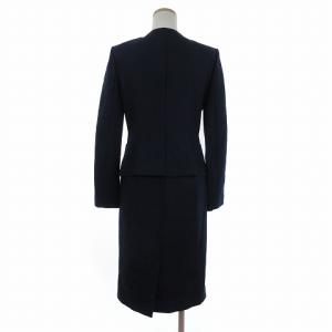 EPOCA セットアップ ノーカラージャケット 長袖 スカート ひざ丈 ウール M5E03-624-28 紺 ネイビー 40 L位 SM1