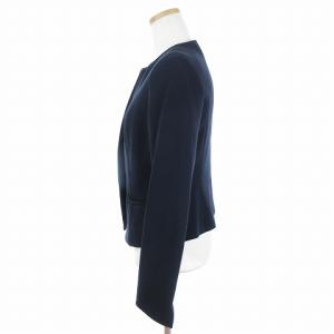 EPOCA セットアップ ノーカラージャケット ブレザー 1B 総裏 スカート ひざ丈 タイト 無地 紺 ネイビー 40 M相当 SM1