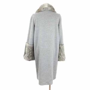 ANYA HINDMARCH ウールコート ロング丈 ラビットファー 裏地刺しゅう 2182041-94 アンゴラ混 グレー M