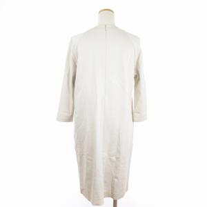 Leilian ワンピース ひざ丈 長袖 プリーツ 丸首 アイボリー系 11 L位