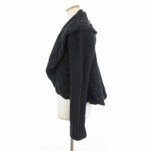 Leilian cinzia Caldi  カーディガン ニット デザインカラー 長袖 ウール カシミヤ混 ダークグレー 9 M位