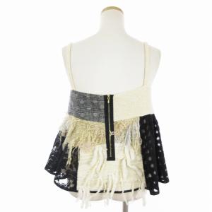 leur logette キャミトップ パッチワーク風 ツイード チェック ラメ シルク混 ウール 03382 ベージュ ブラック 黒 1 S位 SM1