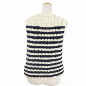 mina perhonen 20SS stair ニット ベスト ジレ ノースリーブ ボーダー コットン ys8461s ネイビー 紺 アイボリー系 38