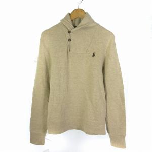 ショールカラースウェット トレーナー 長袖 エルボーパッチ コットン ポニー ロゴ 刺繍 710620163002 ベージュ