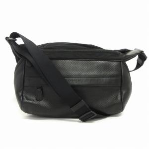 テリアン パフォレイテッド クロスボディバッグ ショルダー 斜め掛け レザー F72234 黒 ブラック 鞄 SM1