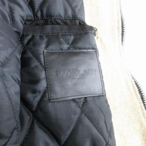 ISAMU KATAYAMA BACKLASH ジップアップジャケット キッドファー 中綿 パテッド レオパード柄 レザー ウール 1457-01 ベージュ系 M SM1