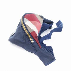 BLUE LABEL CRESTBRIDGE 美品 ボディバッグ ショルダー チェック ジップ開閉 紺 ネイビー マルチカラー 鞄 SM1