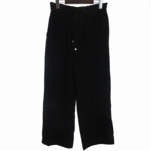 イージーパンツ ロング ウール カシミヤ混 黒 ブラック 38 L位